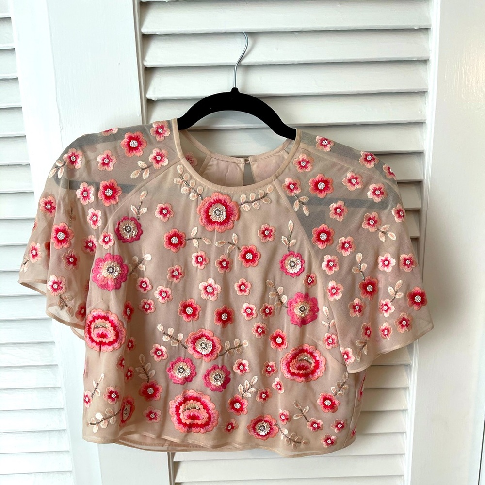 Needle & Thread Beaded Crop Top